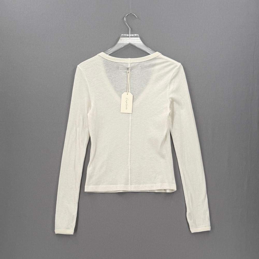 ENZA COSTA Cashmere Jersey New Classic V Neck Womens Small Cream Off White - Picture 2 of 12